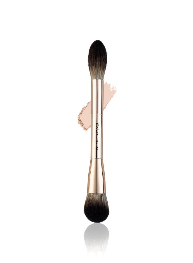 ENZO KEN Double Ended Blush and Bronzer Brush, Makeup Brush for Blush Makeup, Double Sided Makeup Brushes, Cream Contour Brush Gold, Fluffy Bronzer Blush Brush for Cheeks, Bronzing - 124B - Image 1
